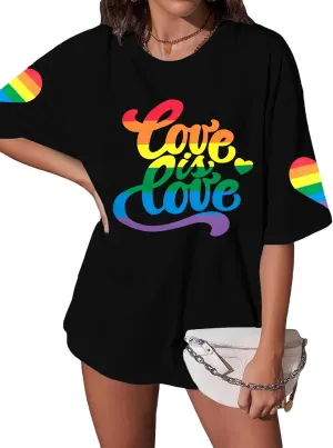 Pride Shirts for Women Love is Love Tshirt LGBTQ Gay Pride Tee Shirt Oversized Graphic Short Sleeve Tops
