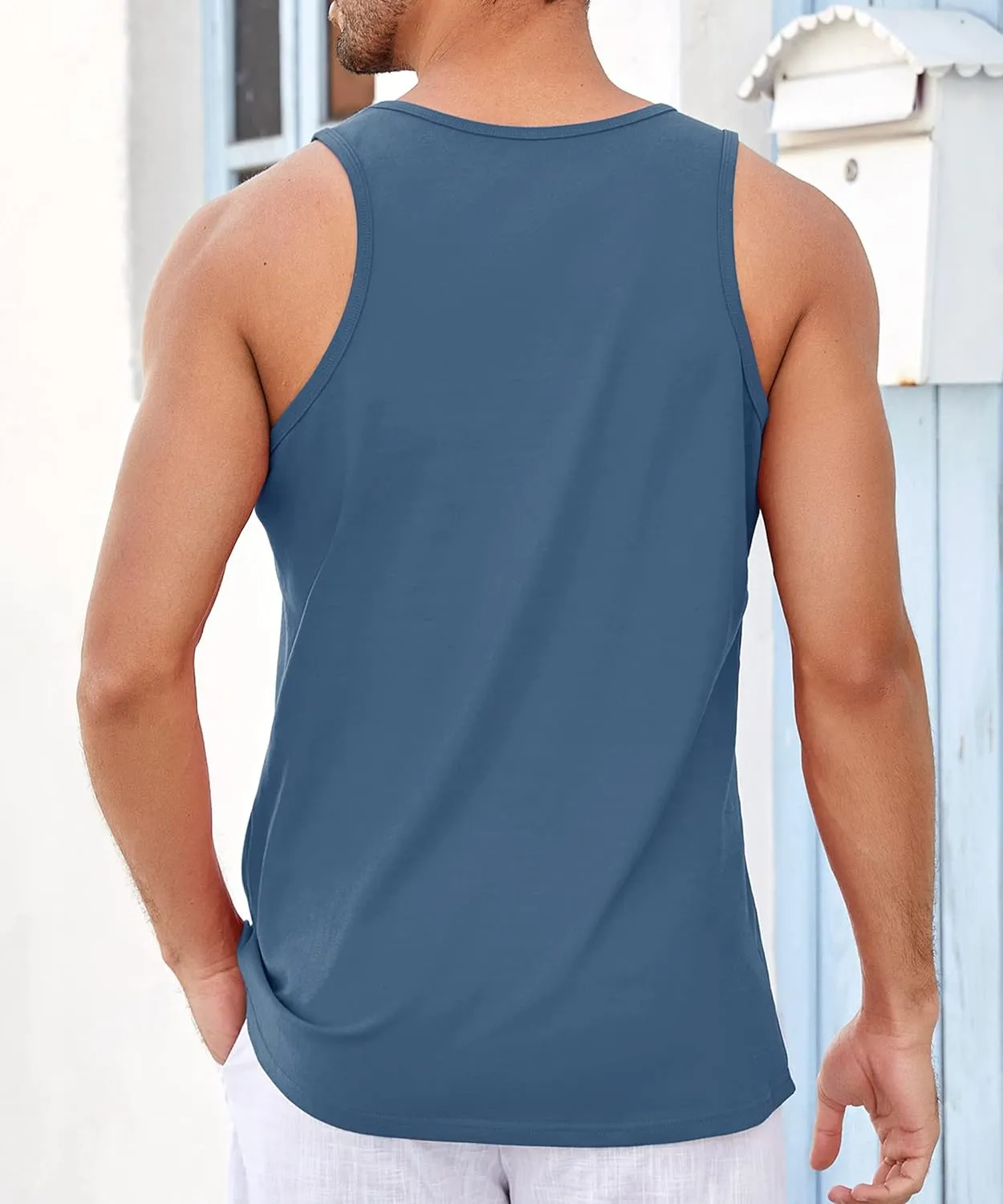 Runcati Mens Workout Tank Tops Gym Sleeveless Shirts Palm Tree Vintage Style T-Shirt