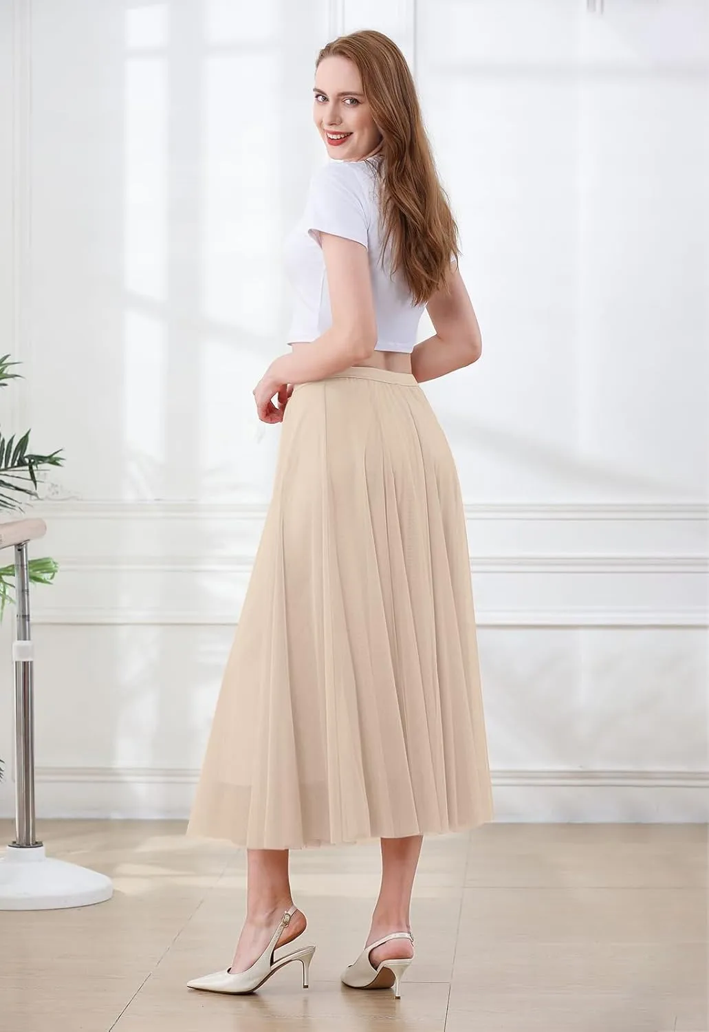 SANGTREE Women's Tutu Tulle A-Line Layered Mesh Midi Skirt, US XS - US 2XL