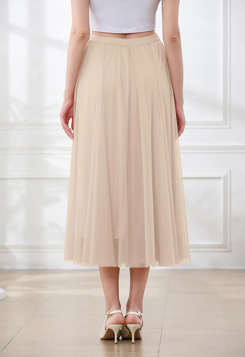 SANGTREE Women's Tutu Tulle A-Line Layered Mesh Midi Skirt, US XS - US 2XL
