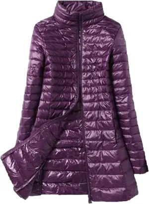 SaoBiiu Women Down Jackets Ultra Light Winter Coat Long Puffer Jacket Slim Parkas