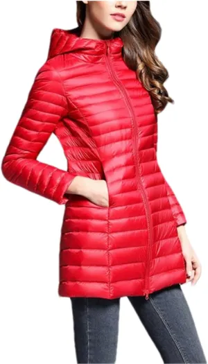 SaoBiiu Women Lightweight Long Parkas Duck Down Coat Female Long Puffer Jacket Overcoat Outerwear