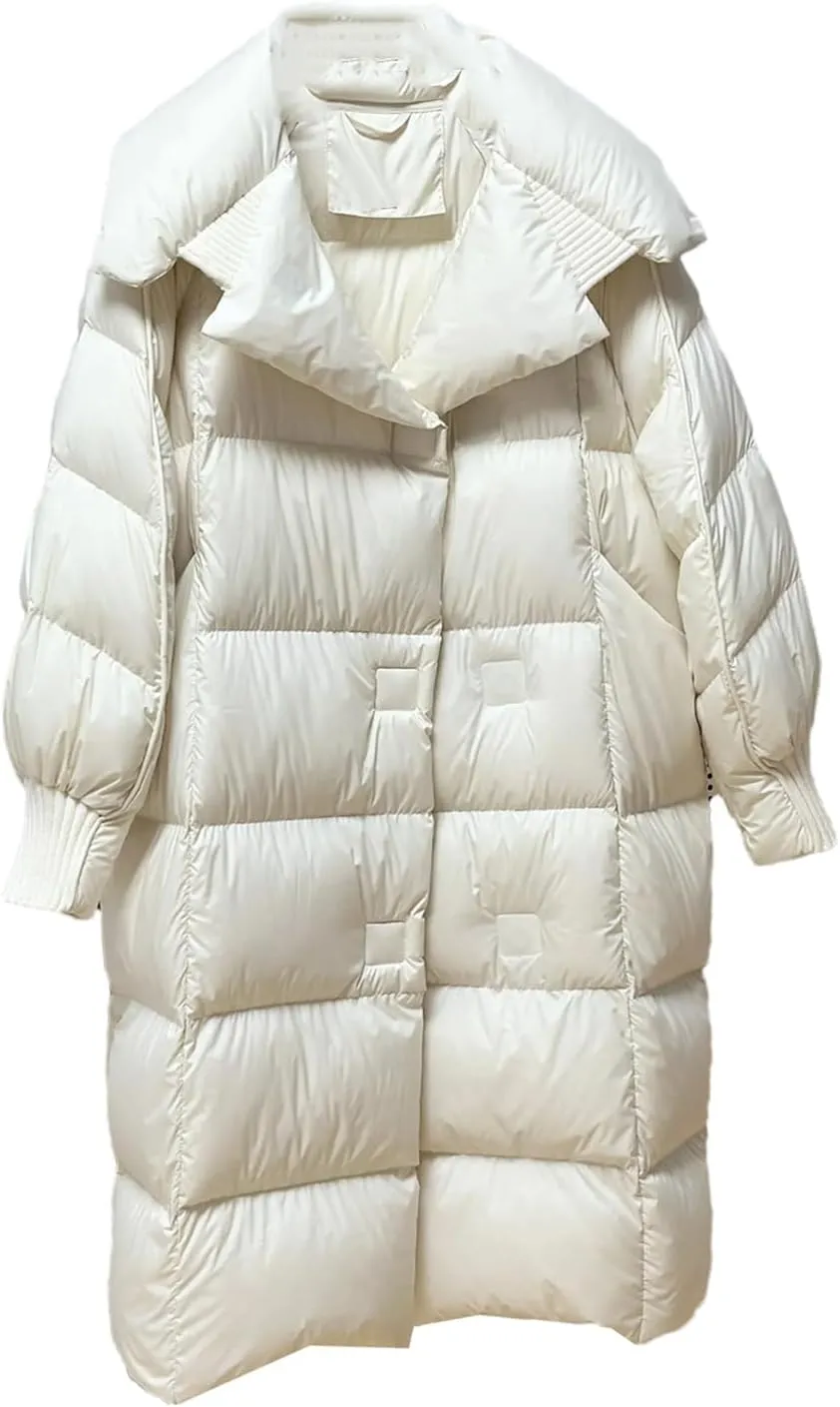 SaoBiiu Women Puffer Jacket The Knee Winter Parka Coat Thicken Warm Loose Casual Down Jacket