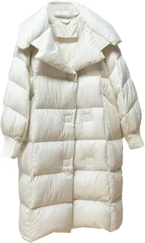SaoBiiu Women Puffer Jacket The Knee Winter Parka Coat Thicken Warm Loose Casual Down Jacket