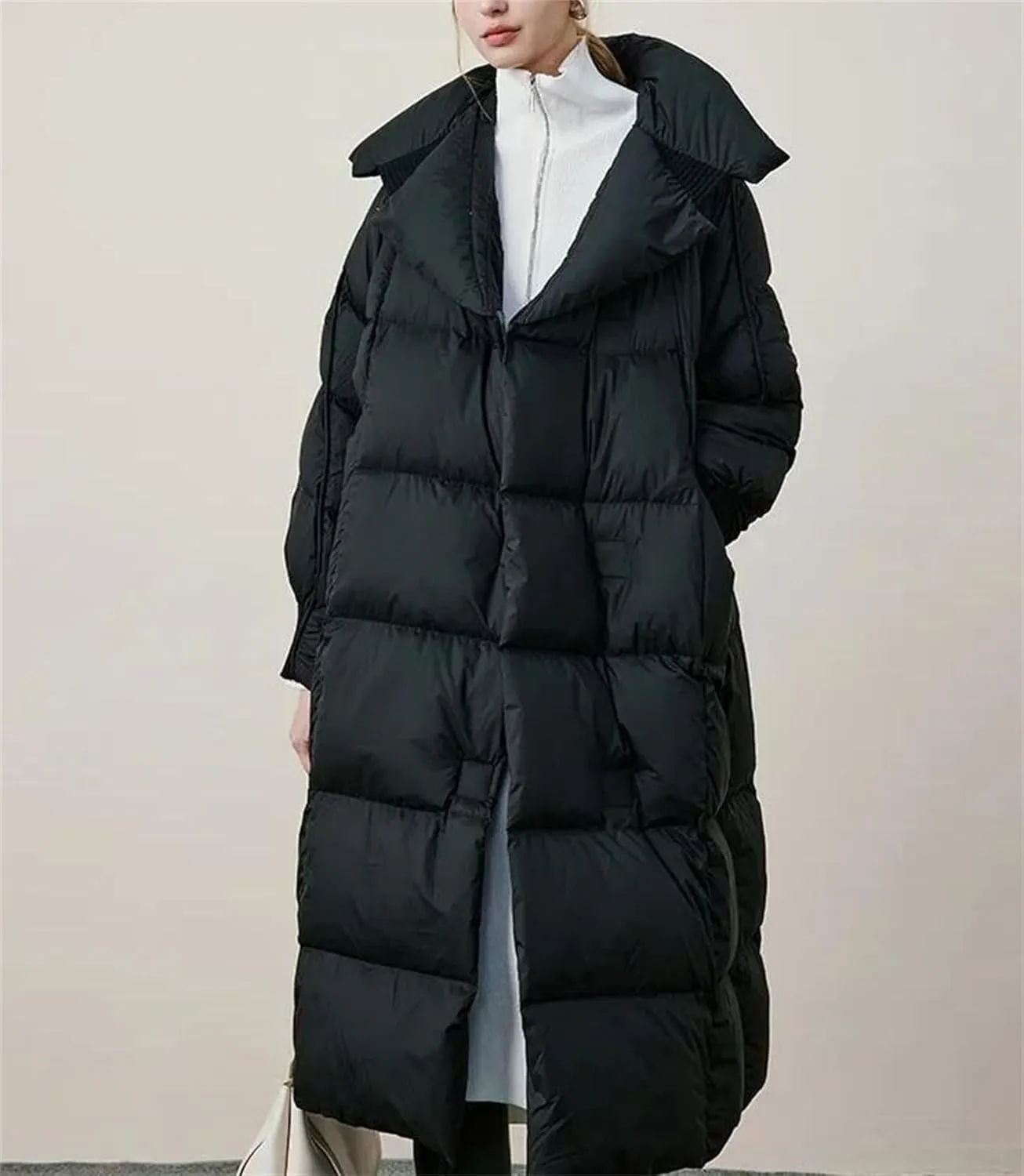 SaoBiiu Women Puffer Jacket The Knee Winter Parka Coat Thicken Warm Loose Casual Down Jacket