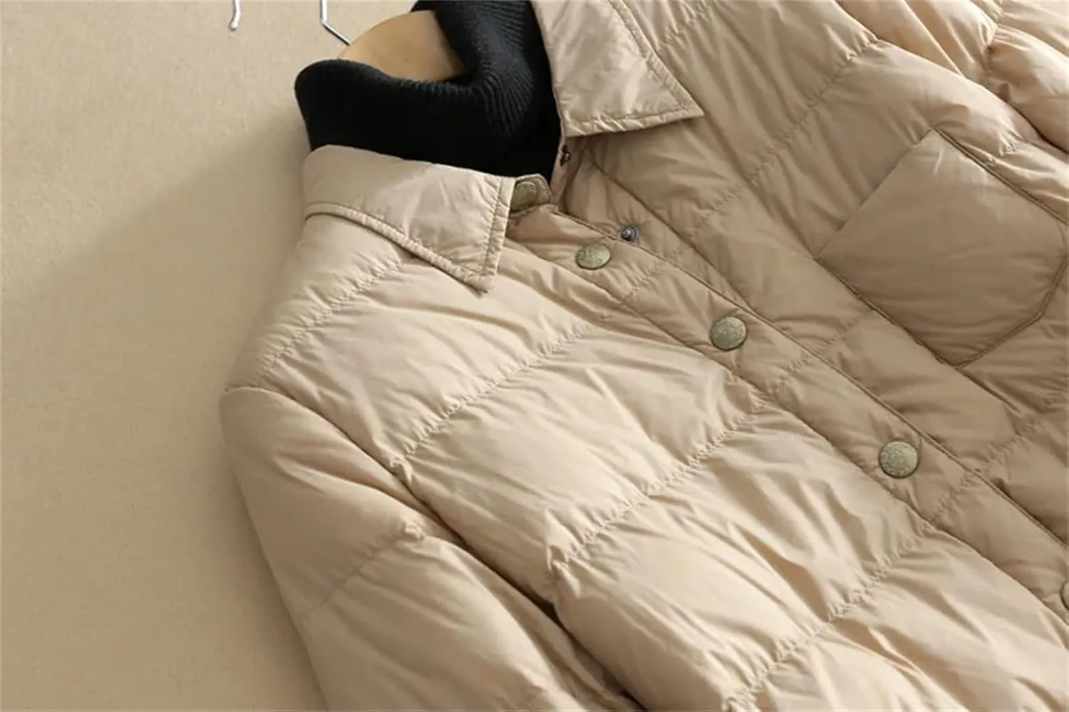 SaoBiiu Women Ultra Light Down Short Jacket Vintage Puffer Parkas Shirt Collar Coat Irregular Loose Outwear
