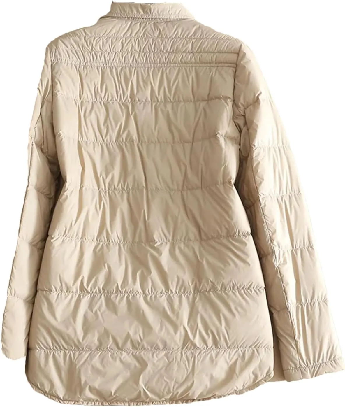 SaoBiiu Women Ultra Light Down Short Jacket Vintage Puffer Parkas Shirt Collar Coat Irregular Loose Outwear