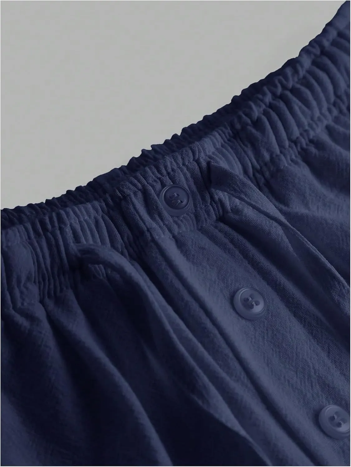 SHENHE Girl's Linen Low Waisted Drawstring Button Front Loose Long Pants Casual Boho Trousers