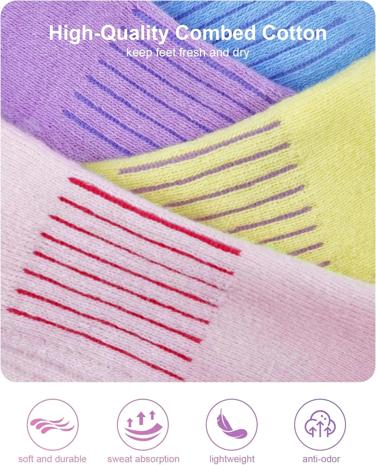 SIXDAYSOX Womens Ankle Socks Low Cut Cushioned Running Socks No Show Athletic Socks 5 Pairs