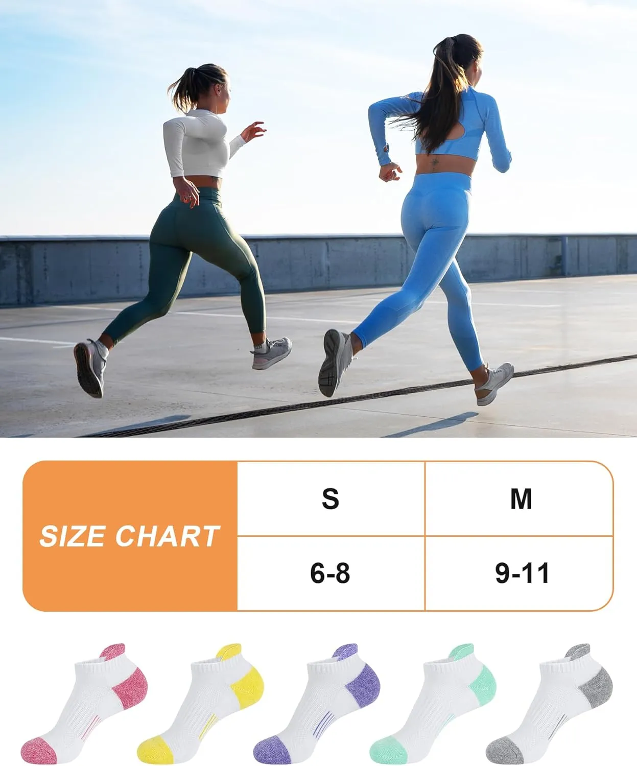 SIXDAYSOX Womens Ankle Socks Low Cut Cushioned Running Socks No Show Athletic Socks 5 Pairs