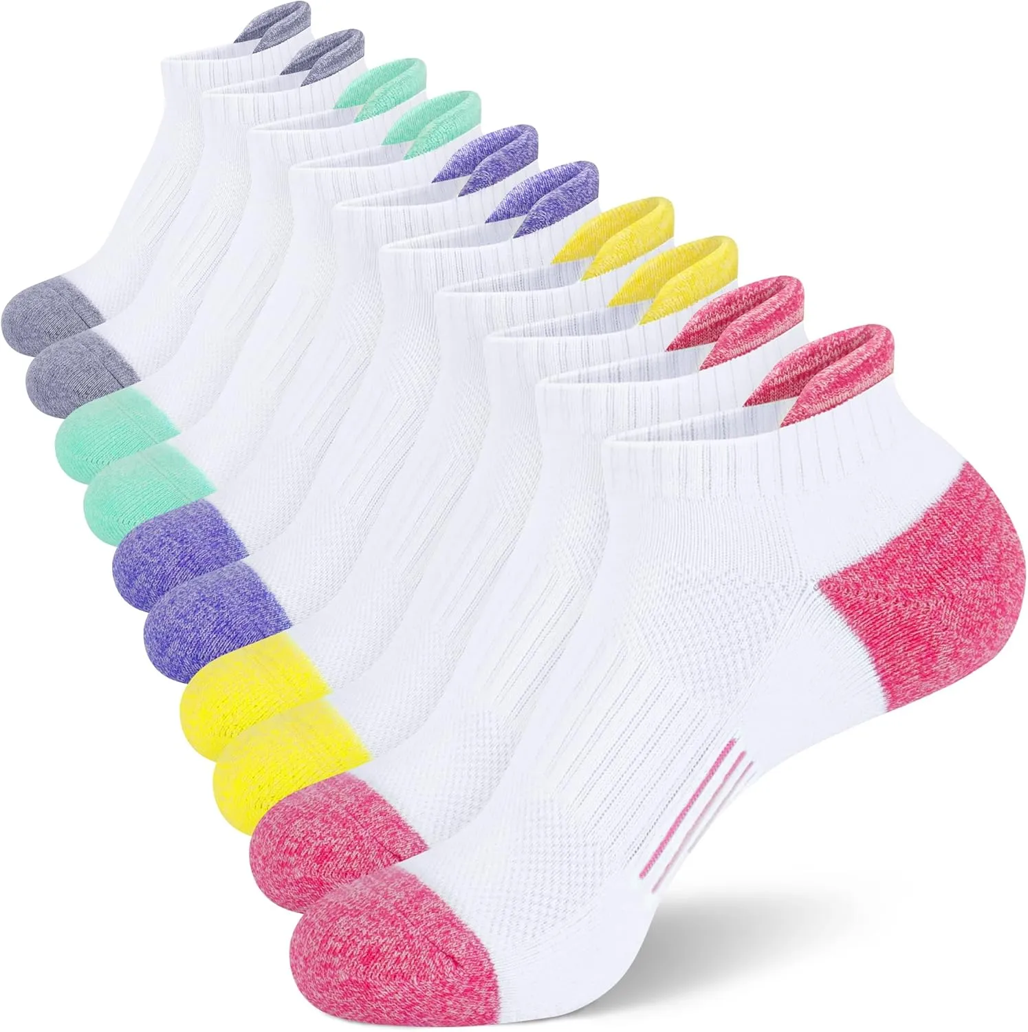 SIXDAYSOX Womens Ankle Socks Low Cut Cushioned Running Socks No Show Athletic Socks 5 Pairs