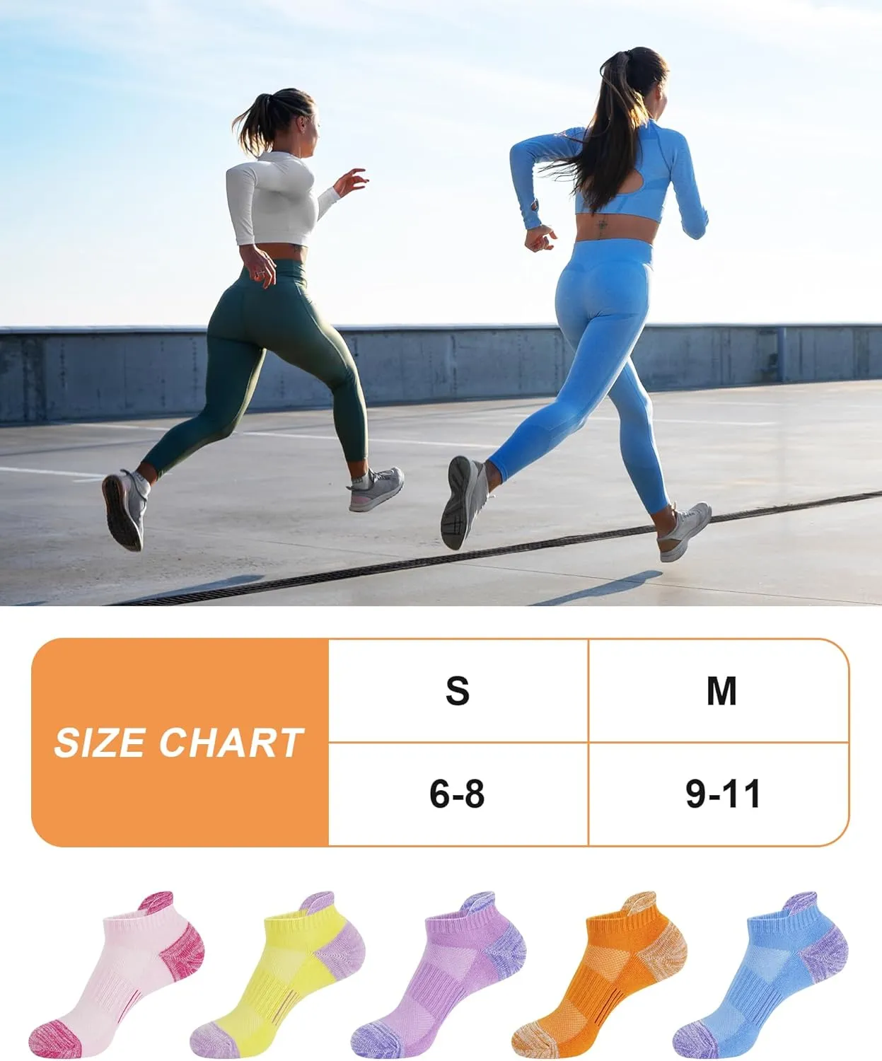 SIXDAYSOX Womens Ankle Socks Low Cut Cushioned Running Socks No Show Athletic Socks 5 Pairs