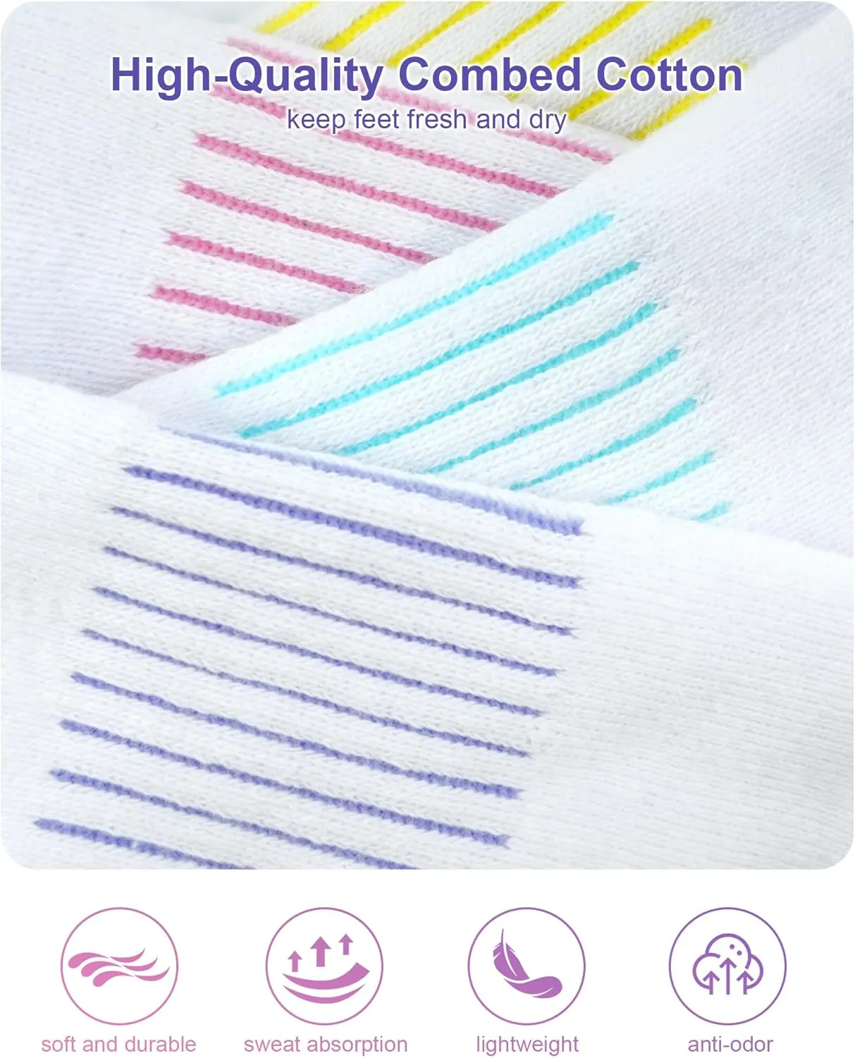 SIXDAYSOX Womens Ankle Socks Low Cut Cushioned Running Socks No Show Athletic Socks 5 Pairs