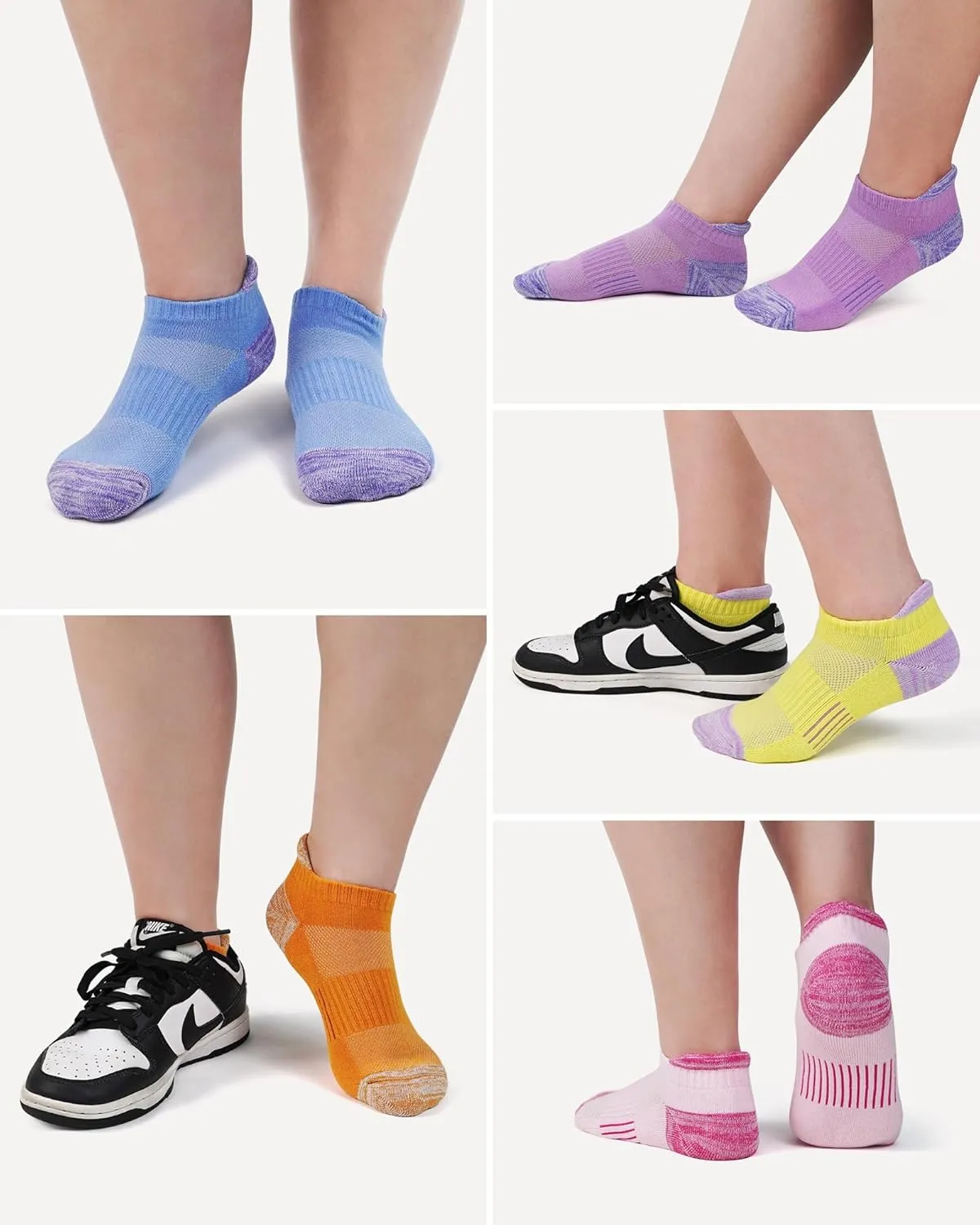 SIXDAYSOX Womens Ankle Socks Low Cut Cushioned Running Socks No Show Athletic Socks 5 Pairs