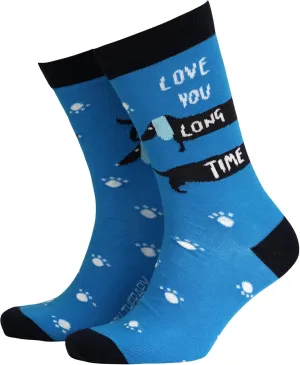 Smiling Faces MAKING SMILES SINCE 2001 Sock Therpay Mens Novelty Socks Funky Pattern Colorful Fun Dress Smart Design Comfortable Breathable - Love you Long Time