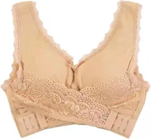 Sports Bras for Women Front Criss Cross Bras Side Buckle Lace Bralettes Wireless Push Up Padded Bra Comfy Underwear