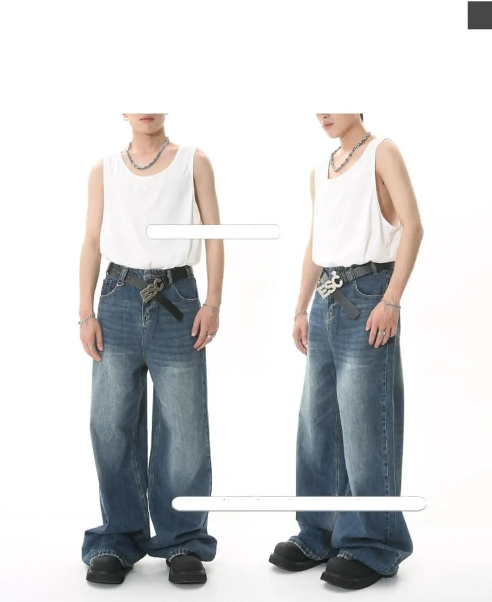 Straight Leg Jeans Trendy Cargo Jeans Baggy Jeans Y2k Retro Streetwear Pants High Waist Jeans