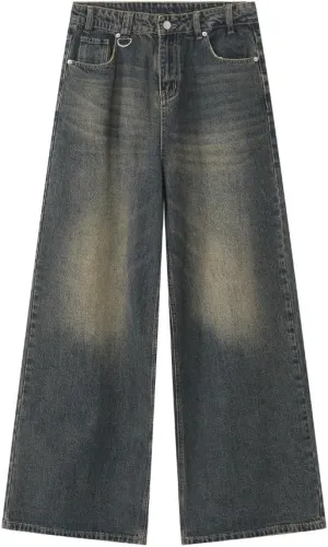 Straight Leg Jeans Trendy Cargo Jeans Baggy Jeans Y2k Retro Streetwear Pants High Waist Jeans