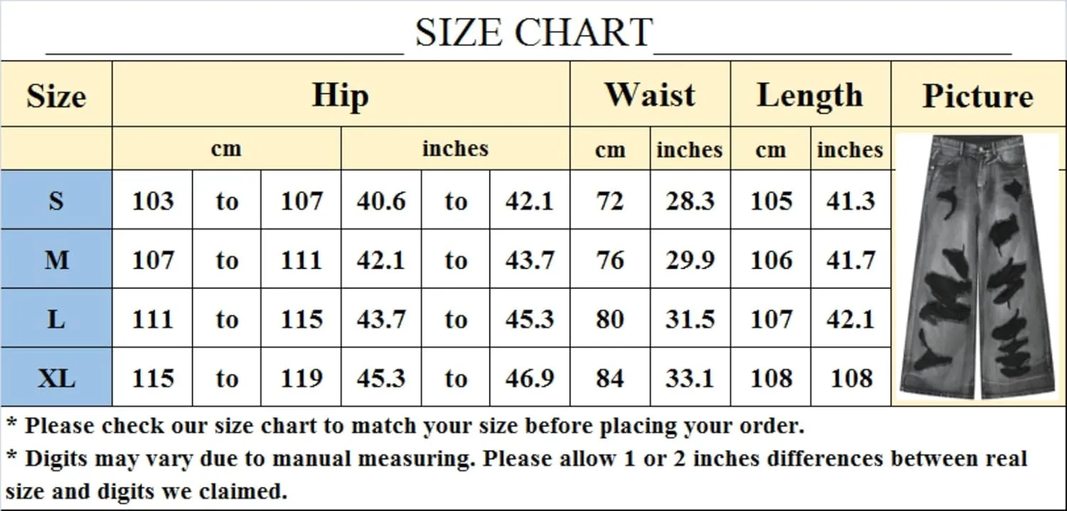 Straight Leg Ripped Jeans Y2k Retro Streetwear Pants Casual Wide Leg Parachute Pants Loose Fit Jeans Trendy Pants