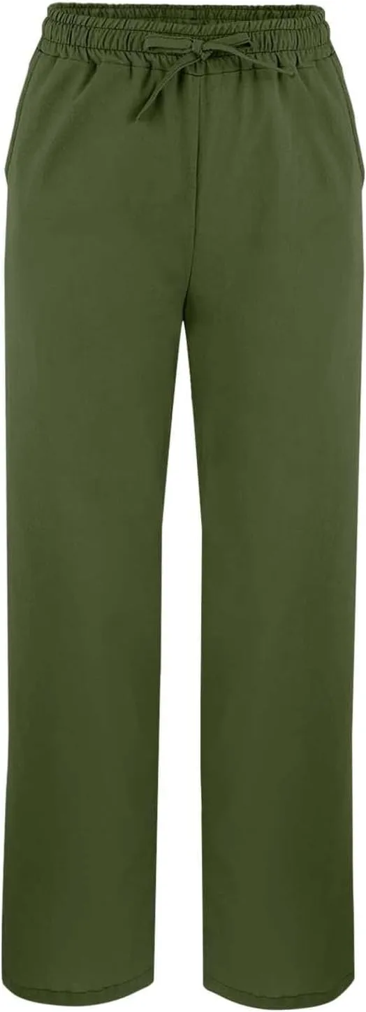 Summer Cotton Linen Pants for Women 2025 Wide Leg Cropped Lounge Trousers Drawstring Elastic Waist Beach Pant Outfits