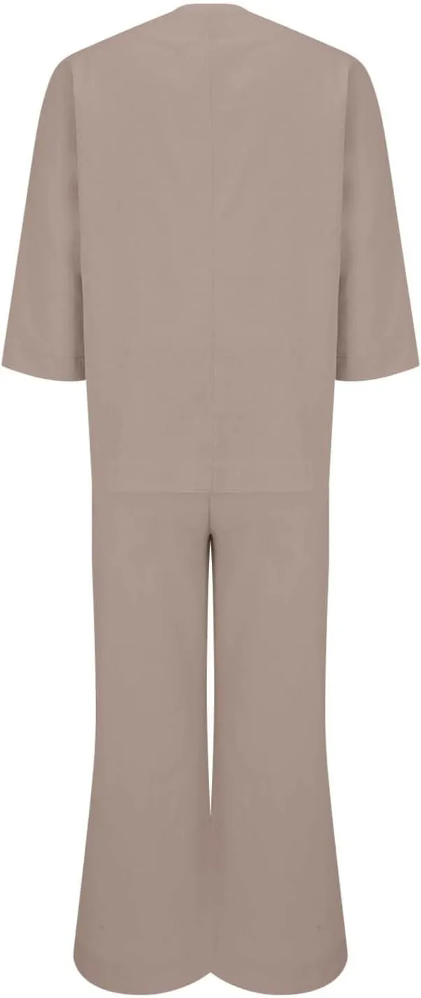 Summer Linen Sets for Women 2 Piece Linen Suit Pants Two Piece Long Sleeve Maxi Dress and Wide Leg Pant Set Outfits