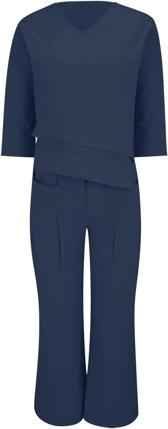Summer Linen Sets for Women 2 Piece Linen Suit Pants Two Piece Long Sleeve Maxi Dress and Wide Leg Pant Set Outfits