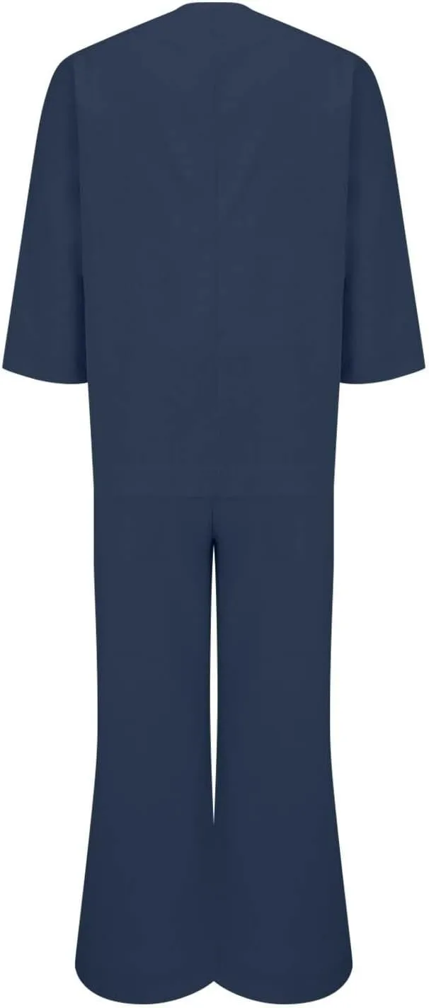 Summer Linen Sets for Women 2 Piece Linen Suit Pants Two Piece Long Sleeve Maxi Dress and Wide Leg Pant Set Outfits