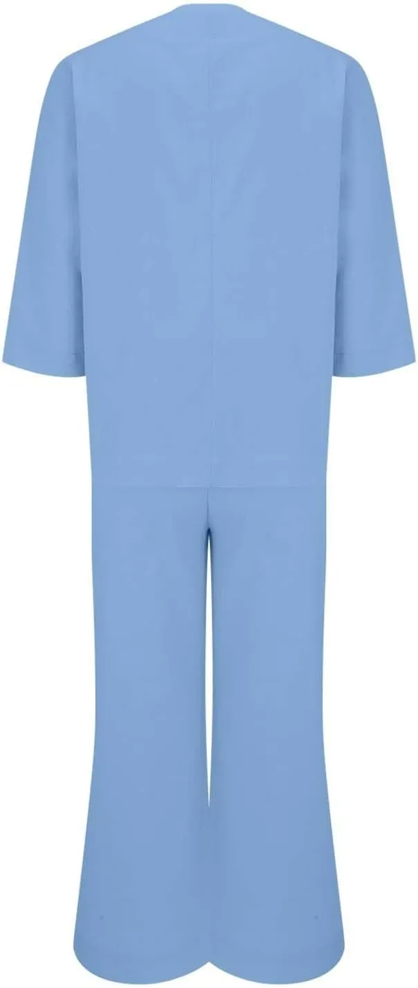 Summer Linen Sets for Women 2 Piece Linen Suit Pants Two Piece Long Sleeve Maxi Dress and Wide Leg Pant Set Outfits