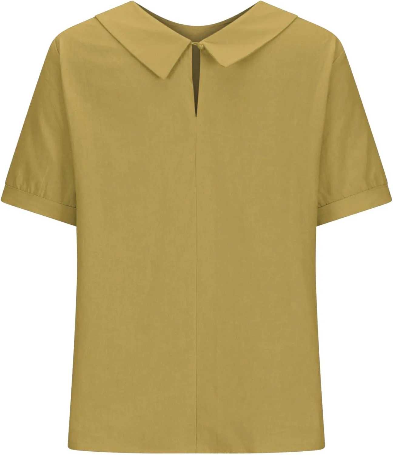 Summer Linen Shirts for Womens Short Sleeve Casual Stand Collared Work Blouse Tunic Tops
