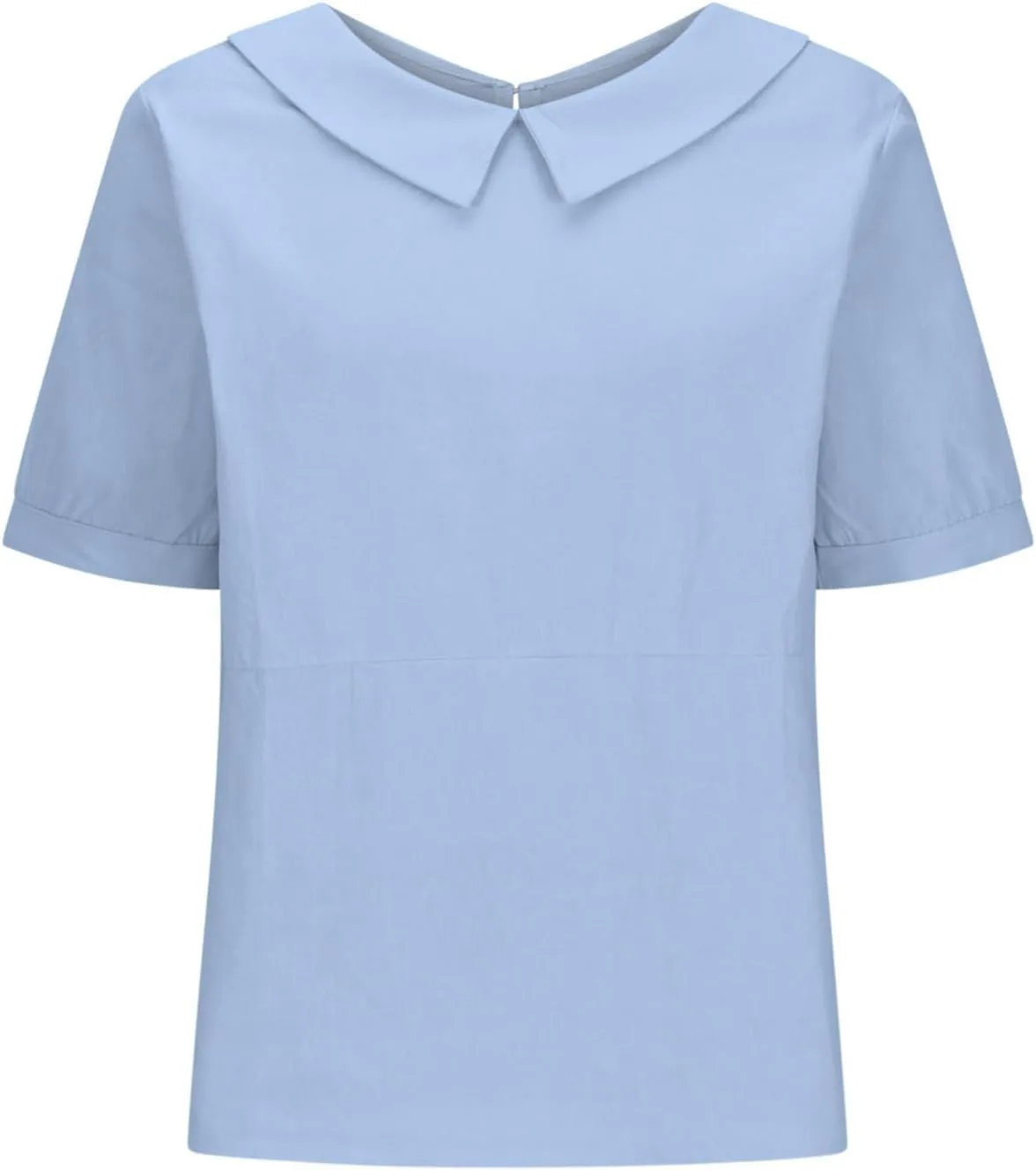 Summer Linen Shirts for Womens Short Sleeve Casual Stand Collared Work Blouse Tunic Tops