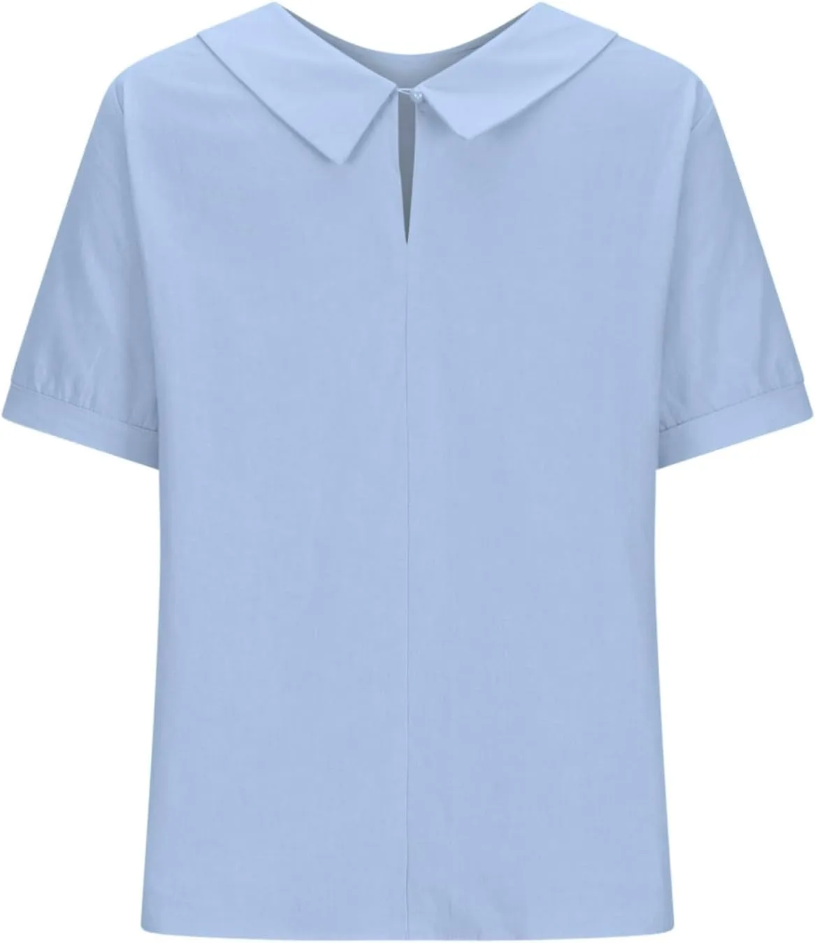 Summer Linen Shirts for Womens Short Sleeve Casual Stand Collared Work Blouse Tunic Tops
