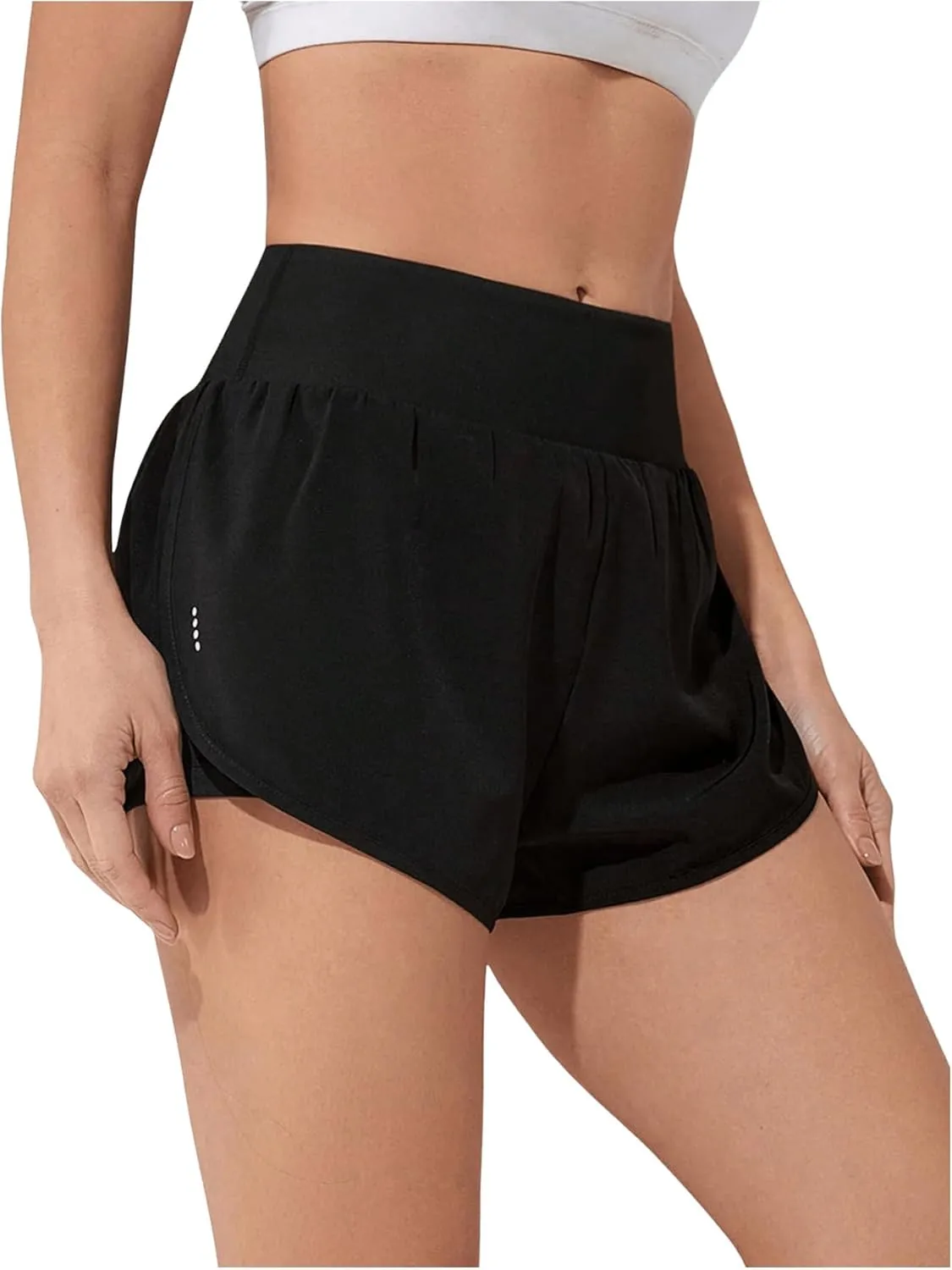 SweatyRocks Women's High Waisted Layer Running Shorts Dolphin Workout Active Sports Shorts with Pockets