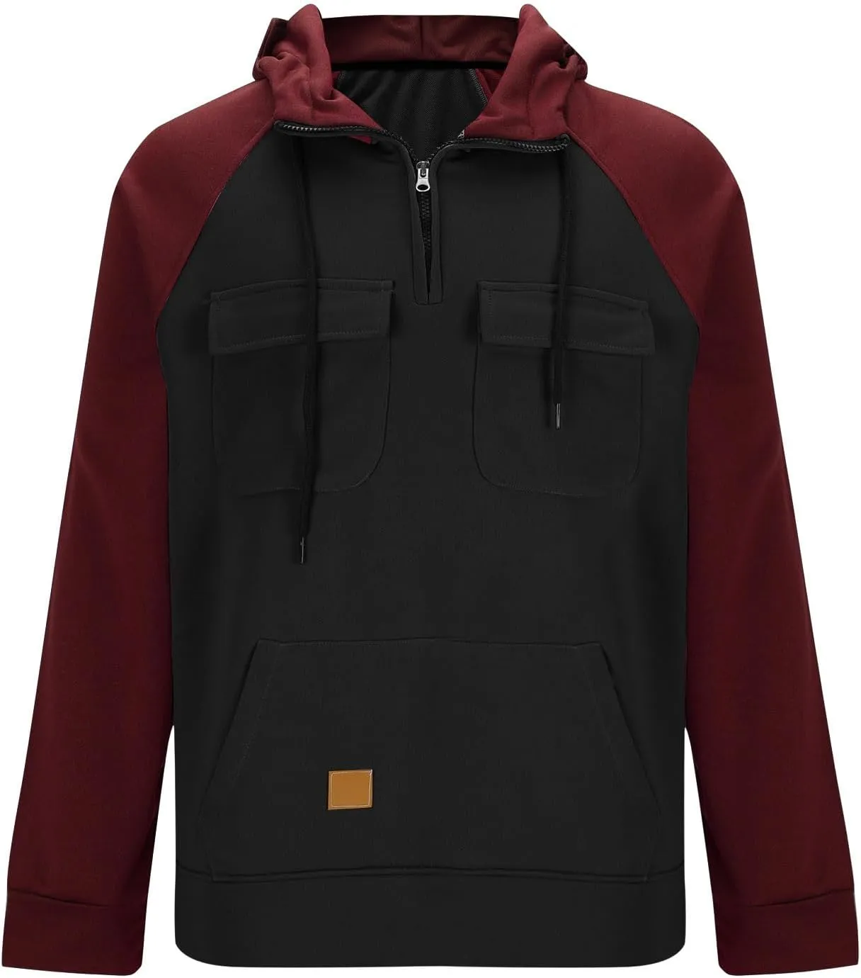 Tactical Hoodies For Men Military Workout Casual Cargo Pullover Quarter Zip Hooded Outfit Tops Heavy Weight Sweatshirt