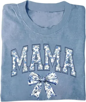 WDIRARA Women's Oversized Mama Letter Print Tees Floral Bowknot T Shirt Crew Neck Short Sleeve Tops