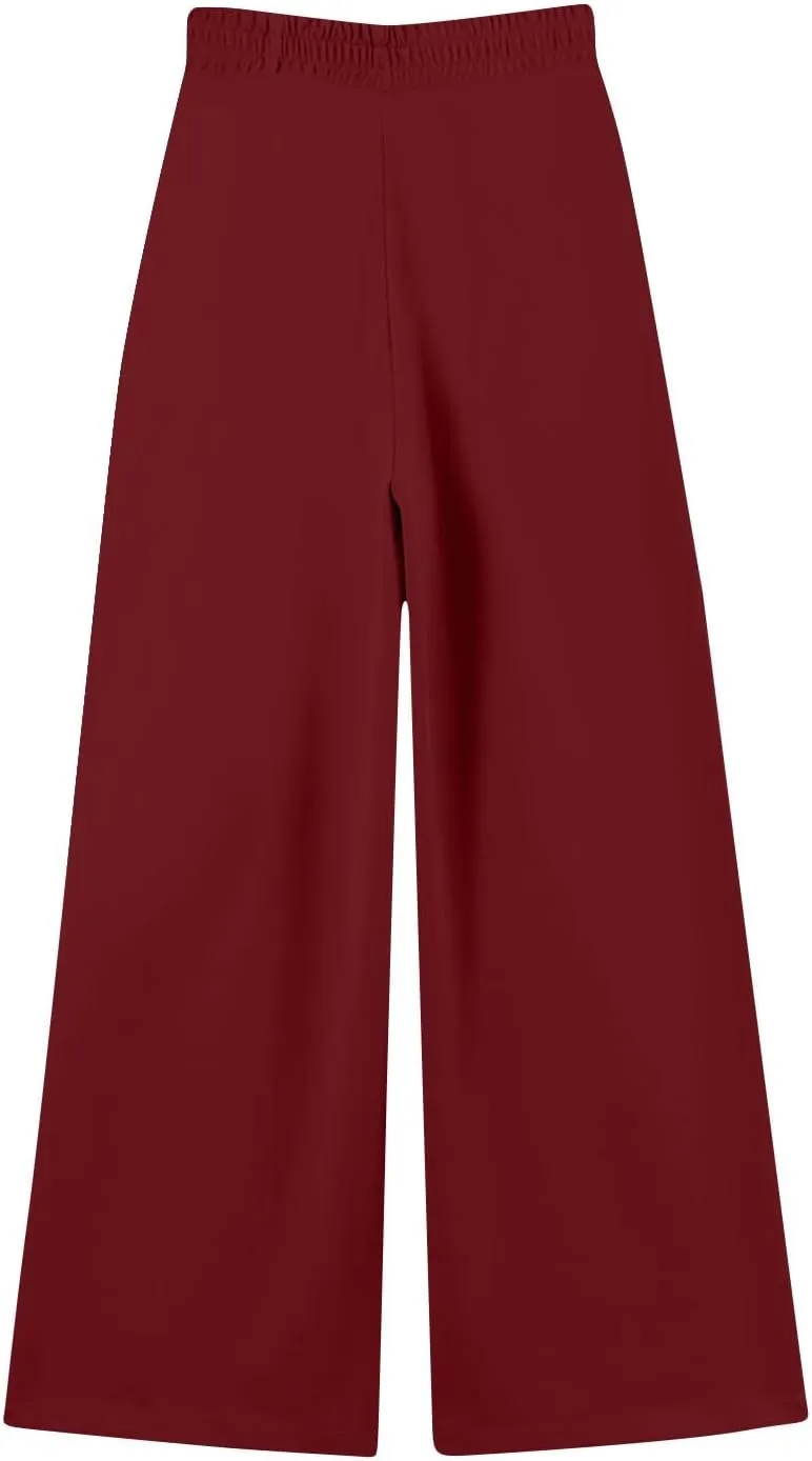Wide Leg Sweatpants Women Baggy Fleece Lined Cute Y2k Drawstring High Waisted Sweat Pants Flowy Palazzo Lounge Pants