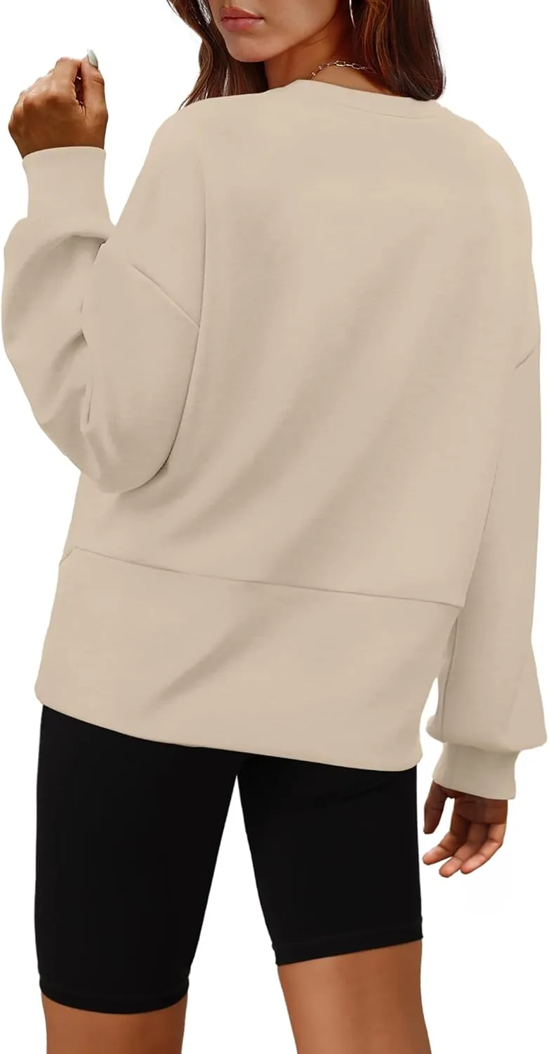 WIHOLL Fall Sweatshirt for Women Crew Neck Long Sleeve Shirts Pullover Casual Workout Tops Fashion 2024