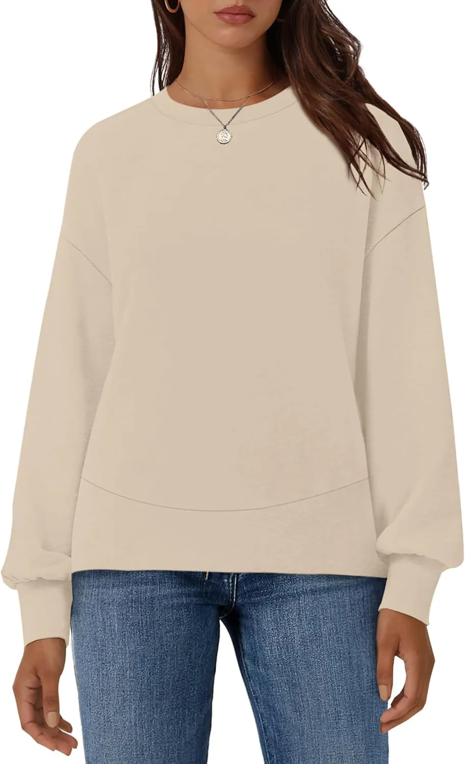 WIHOLL Fall Sweatshirt for Women Crew Neck Long Sleeve Shirts Pullover Casual Workout Tops Fashion 2024
