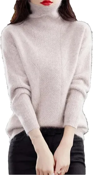 Winter Cashmere Sweater Women Turtleneck Thicken Knit Jumper Fashion Hollow Oversized Pullover