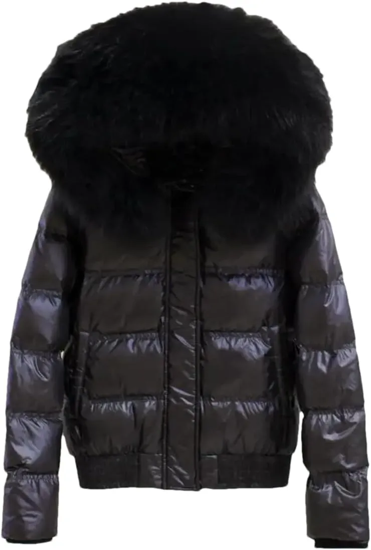 Winter Casual Hooded Puffer Jacket Women Slim Duck Down Coat Short Shiny Female Down Parka