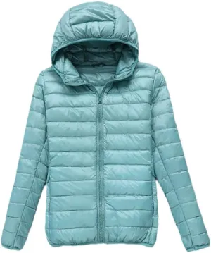 Women Duck Down Jackets Winter Ultralight Hooded Women Down Coat Portable Short Parkas Puffer Overcoat Blue hooded 3XL