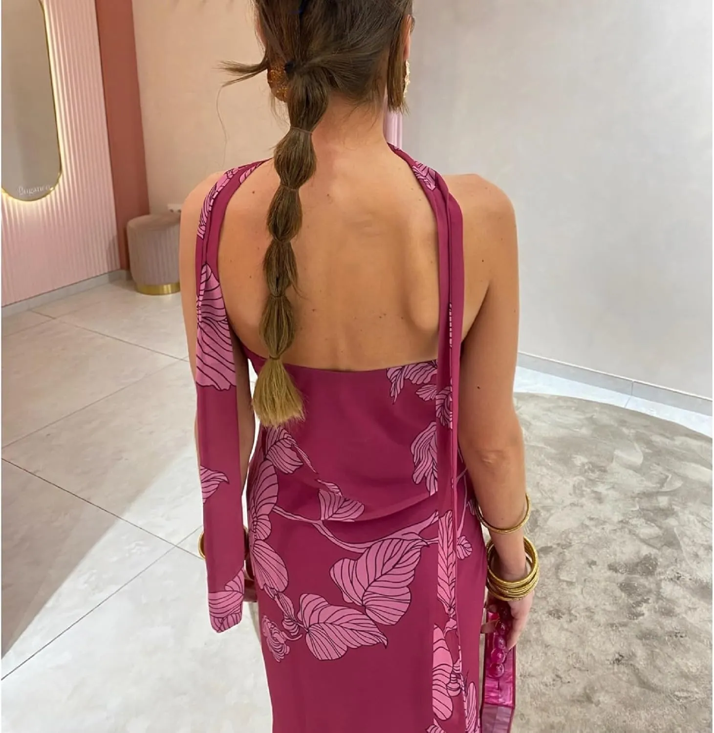 Women Floral Tube Maxi Dress with Scarf Sexy Strapless Backless Bodycon Long Dress Summer Mesh Cocktail Sundress
