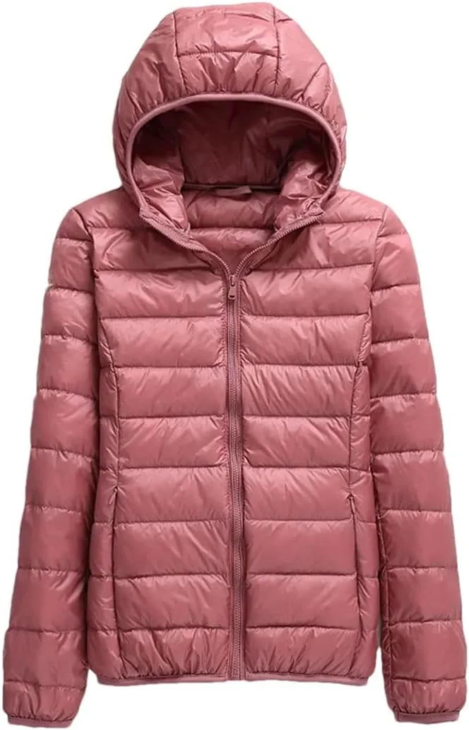 Women Hooded Puffer Jackets Spring Winter White Duck Down Coats Ultralight Packable Casual Parkas
