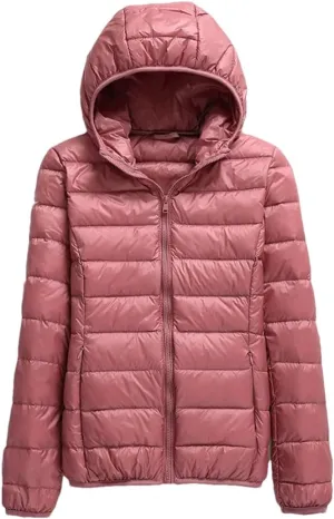 Women Hooded Puffer Jackets Spring Winter White Duck Down Coats Ultralight Packable Casual Parkas