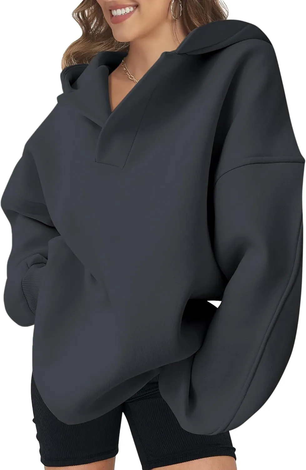 Women Hoodie Oversized V Neck Sweatshirts Casual and Comfortable Long Sleeve Pullover Sweater Fall Hoodies