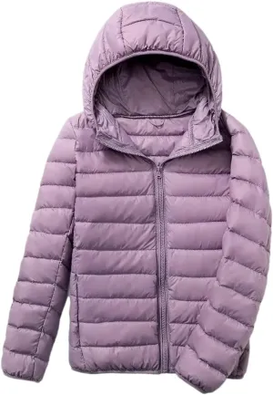 Women Hoodie Short Puffer Jackets Autumn Winter Female White Duck Down Slim Fit Coat