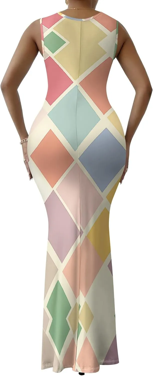 Women Summer Fashion Sexy Dress Casual Sleeveless Bodycon Sundress Elegant Pencil Curve Party Evening Dresses