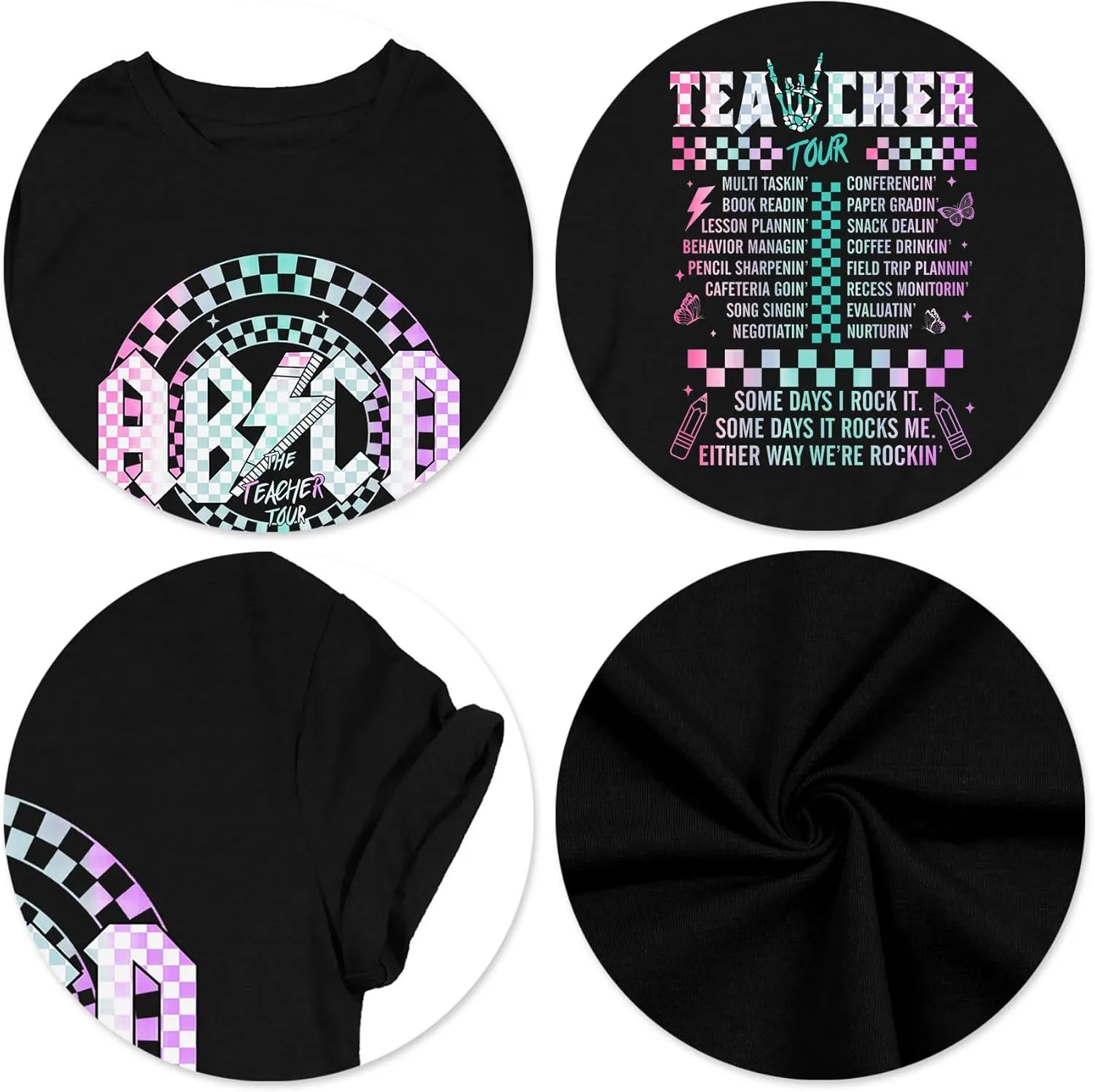 Women Teacher Shirts: ABCD Graphic Teacher Tshirt Oversized Teacher Gift Tees Teach Short Sleeve Tops