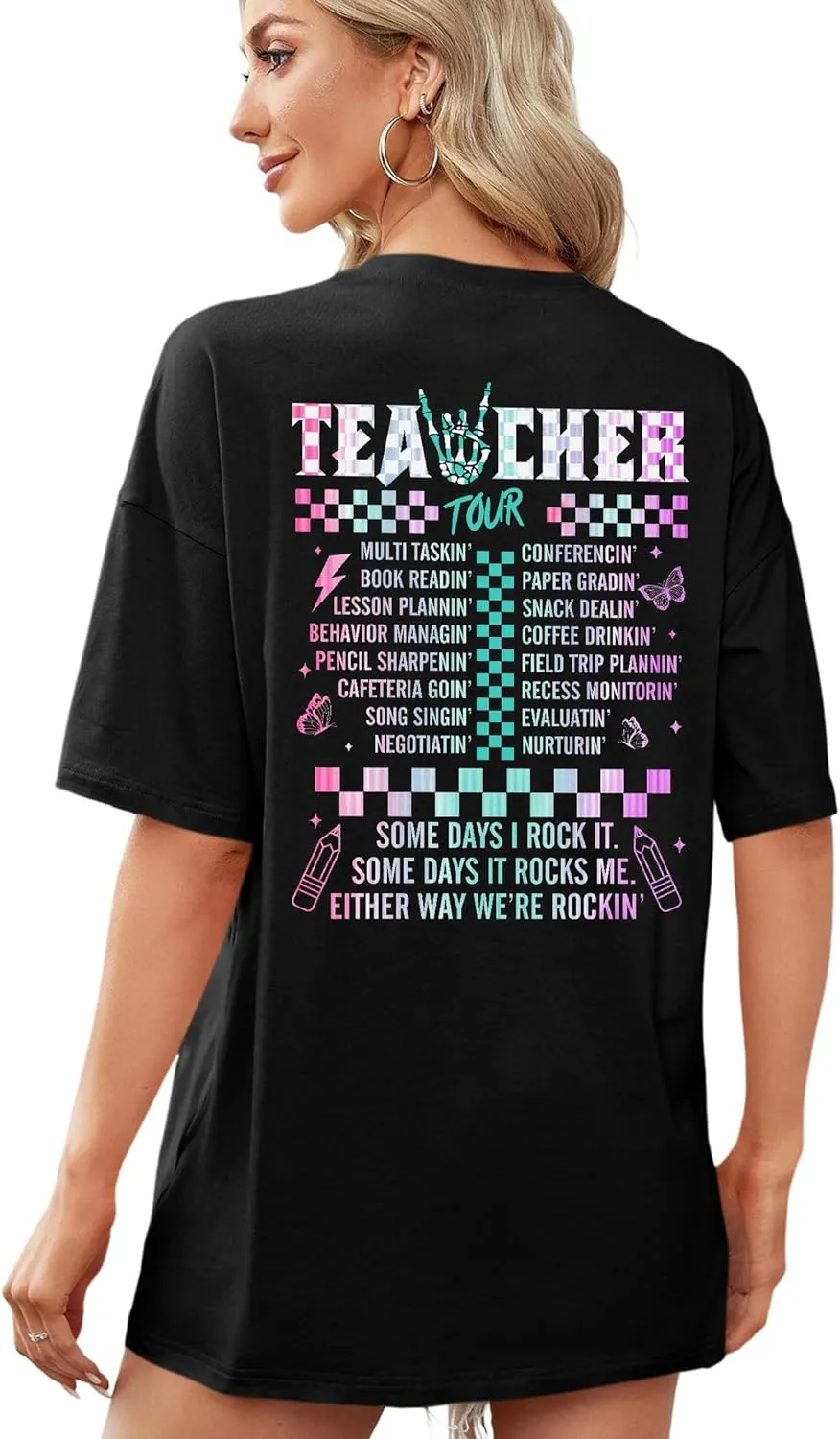 Women Teacher Shirts: ABCD Graphic Teacher Tshirt Oversized Teacher Gift Tees Teach Short Sleeve Tops