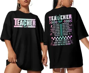 Women Teacher Shirts: ABCD Graphic Teacher Tshirt Oversized Teacher Gift Tees Teach Short Sleeve Tops