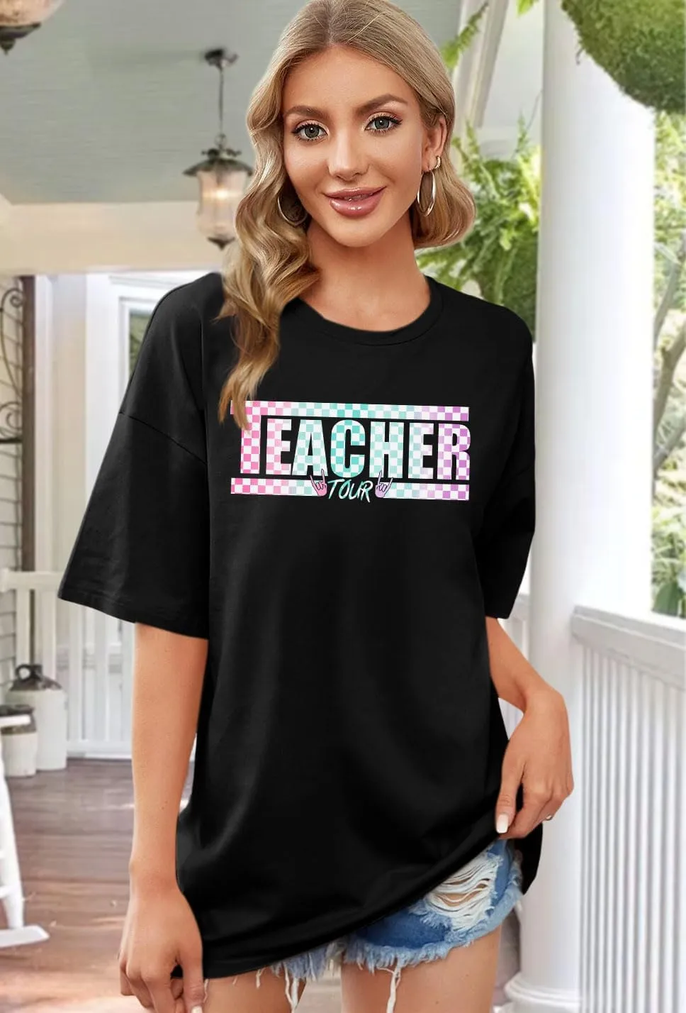 Women Teacher Shirts: ABCD Graphic Teacher Tshirt Oversized Teacher Gift Tees Teach Short Sleeve Tops